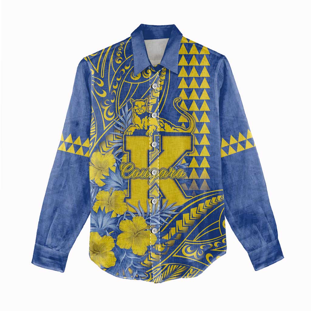 Personalised Hawaii Kaiser High School Women Casual Shirt Tribal Tattoo With Hibiscus Flowers LT05 - Polynesian Pride