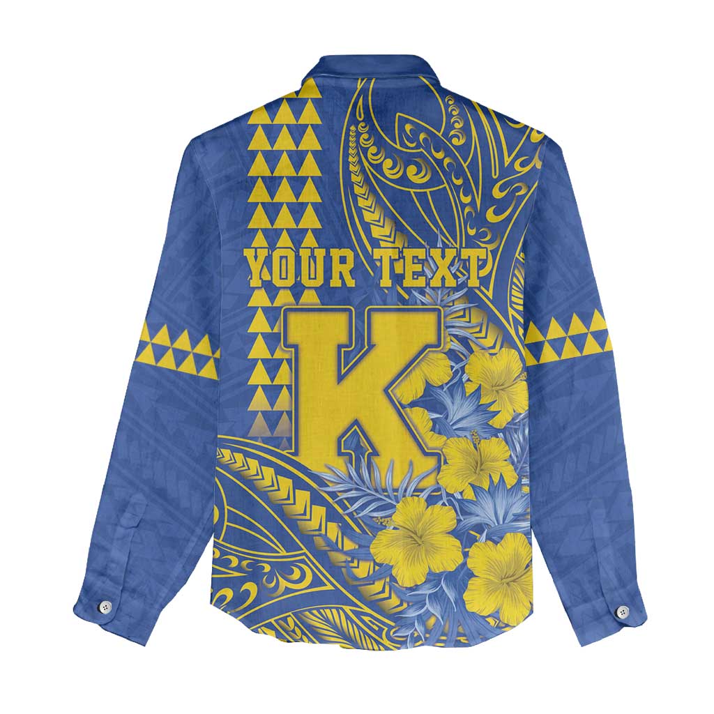 Personalised Hawaii Kaiser High School Women Casual Shirt Tribal Tattoo With Hibiscus Flowers LT05 - Polynesian Pride