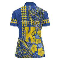 Personalised Hawaii Kaiser High School Women Polo Shirt Tribal Tattoo With Hibiscus Flowers LT05 - Polynesian Pride