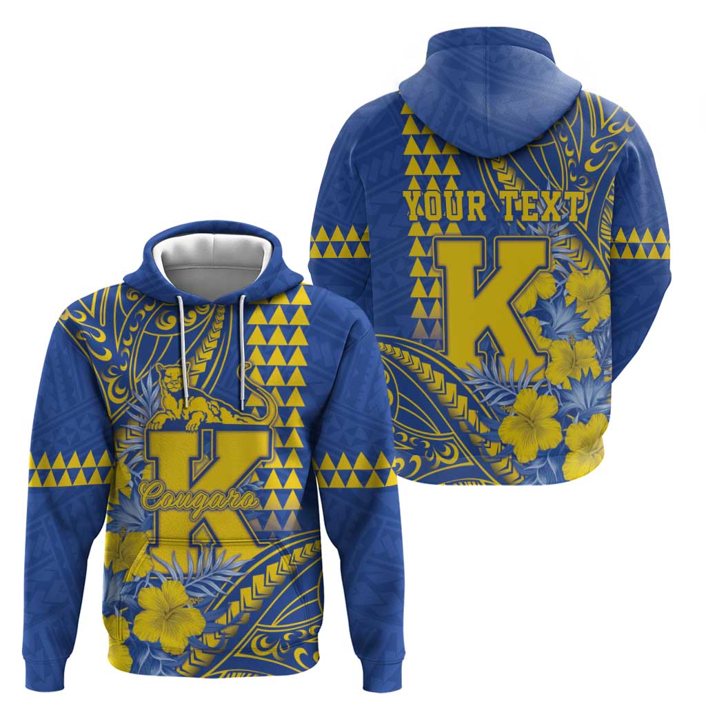 Personalised Hawaii Kaiser High School Zip Hoodie Tribal Tattoo With Hibiscus Flowers