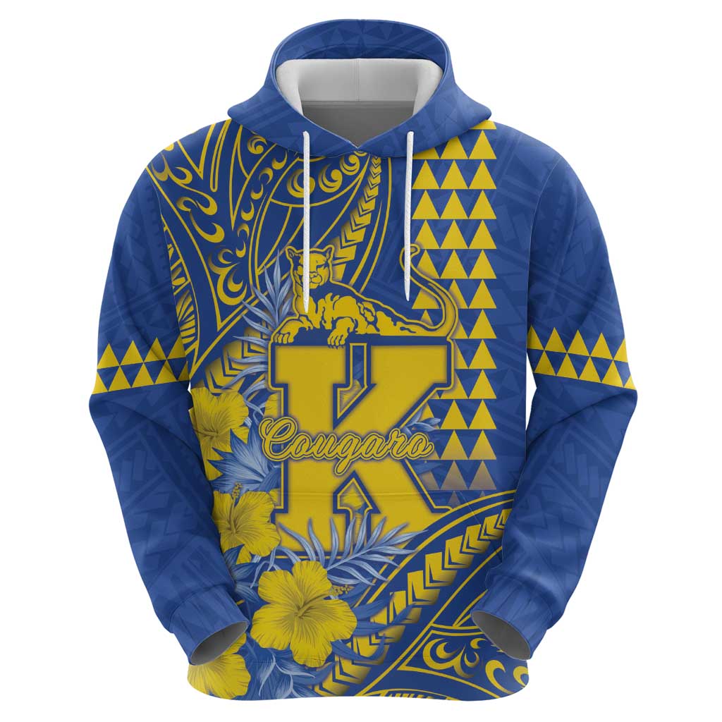 Personalised Hawaii Kaiser High School Zip Hoodie Tribal Tattoo With Hibiscus Flowers