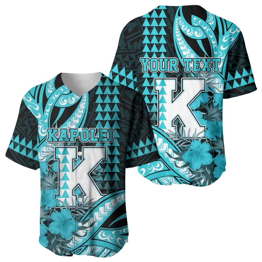 Personalised Hawaii Kapolei High School Baseball Jersey Tribal Tattoo With Hibiscus Flowers