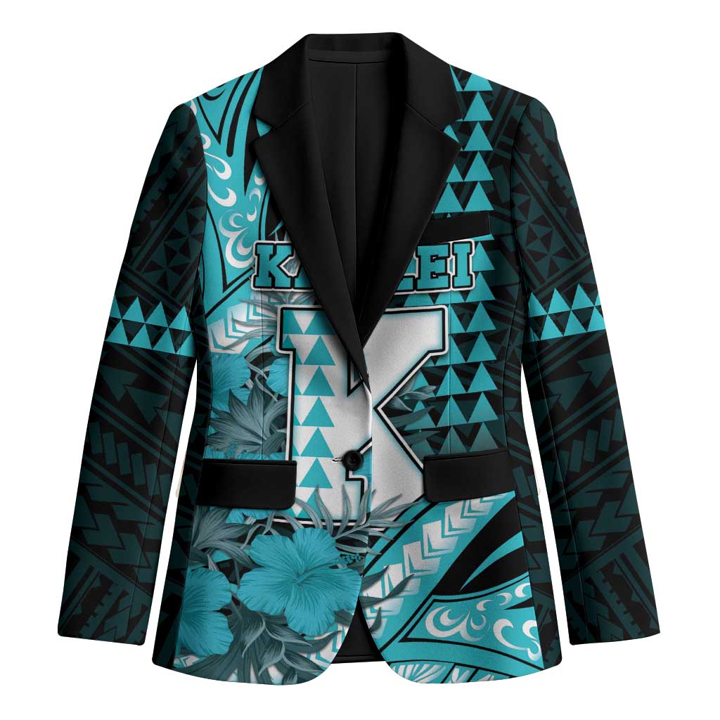 Personalised Hawaii Kapolei High School Blazer Tribal Tattoo With Hibiscus Flowers LT05 Unisex Dark Teal - Polynesian Pride