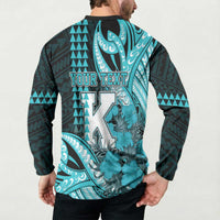 Personalised Hawaii Kapolei High School Button Sweatshirt Tribal Tattoo With Hibiscus Flowers