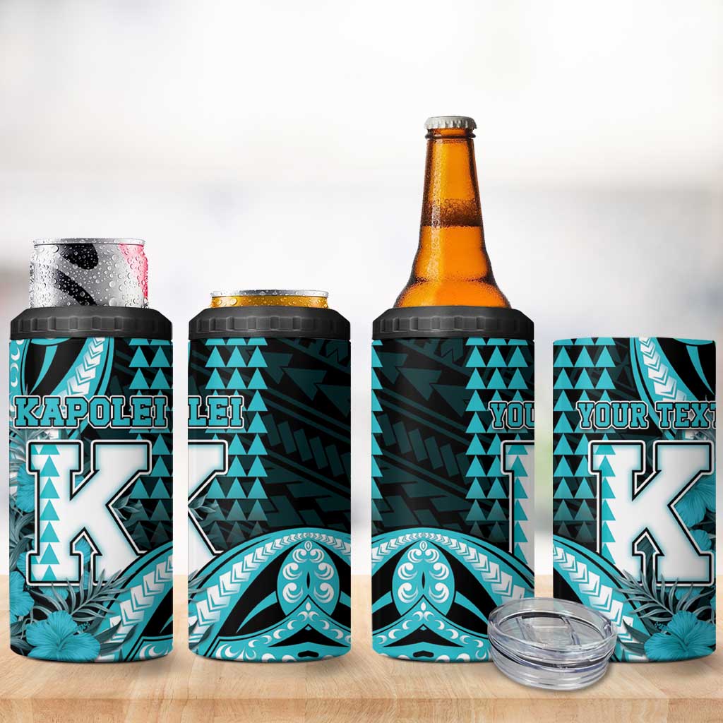 Personalised Hawaii Kapolei High School 4 in 1 Can Cooler Tumbler Tribal Tattoo With Hibiscus Flowers LT05 - Polynesian Pride