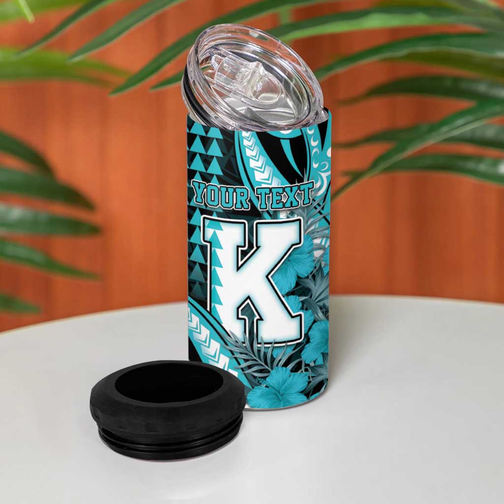 Personalised Hawaii Kapolei High School 4 in 1 Can Cooler Tumbler Tribal Tattoo With Hibiscus Flowers LT05 - Polynesian Pride