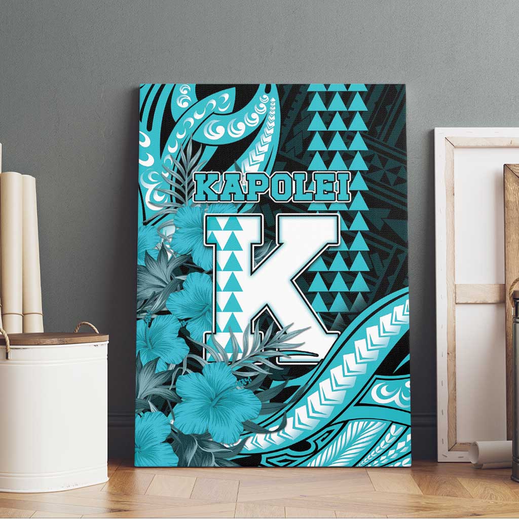 Hawaii Kapolei High School Canvas Wall Art Tribal Tattoo With Hibiscus Flowers
