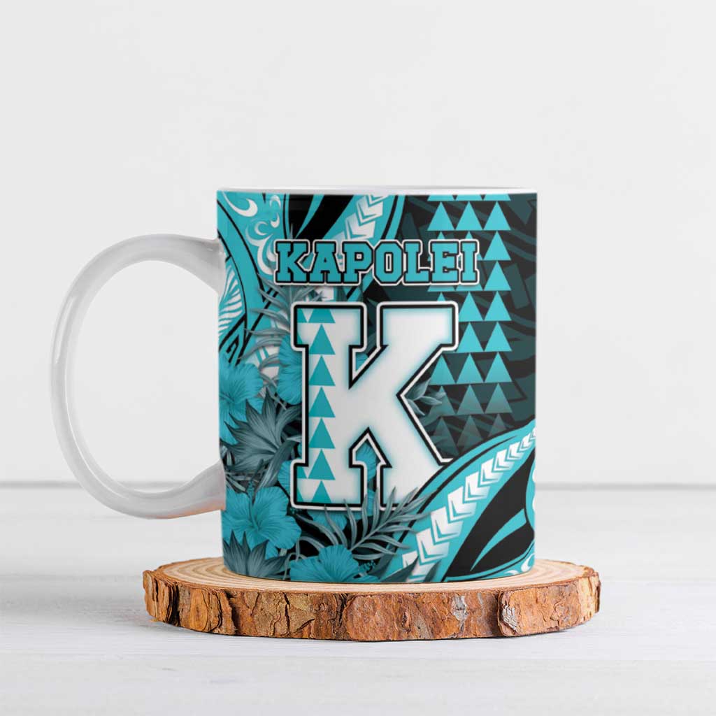 Personalised Hawaii Kapolei High School Ceramic Mug Tribal Tattoo With Hibiscus Flowers