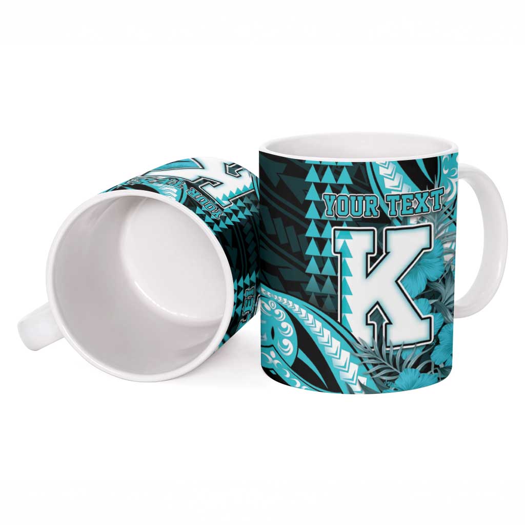 Personalised Hawaii Kapolei High School Ceramic Mug Tribal Tattoo With Hibiscus Flowers