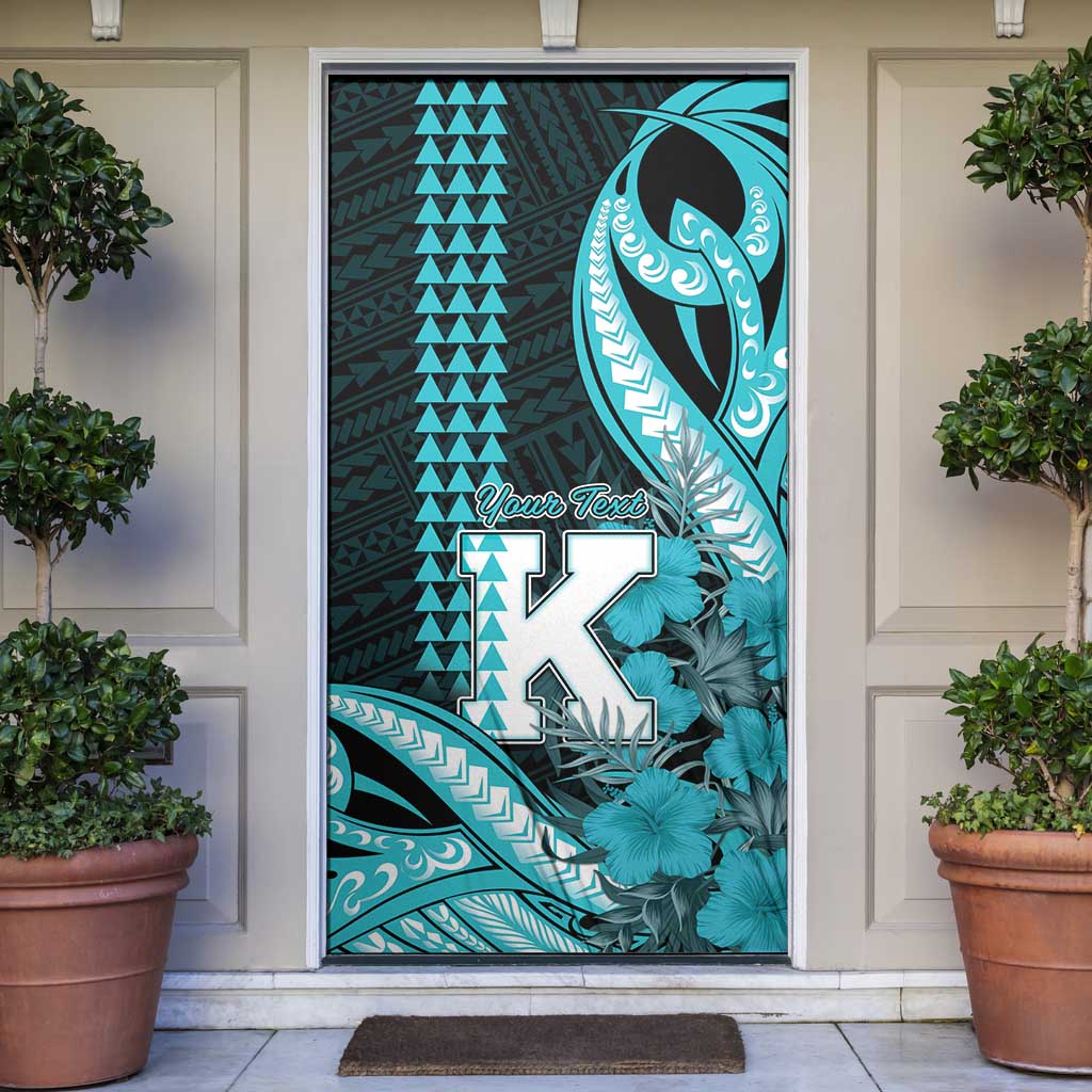 Personalised Hawaii Kapolei High School Door Cover Tribal Tattoo With Hibiscus Flowers