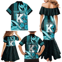 Personalised Hawaii Kapolei High School Family Matching Mermaid Dress and Hawaiian Shirt Tribal Tattoo With Hibiscus Flowers LT05 - Polynesian Pride
