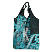 Hawaii Kapolei High School Grocery Bag Tribal Tattoo With Hibiscus Flowers
