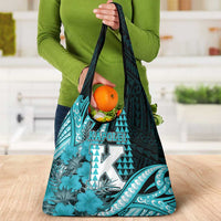 Hawaii Kapolei High School Grocery Bag Tribal Tattoo With Hibiscus Flowers