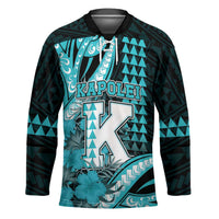 Personalised Hawaii Kapolei High School Hockey Jersey Tribal Tattoo With Hibiscus Flowers LT05 Unisex Dark Teal - Polynesian Pride