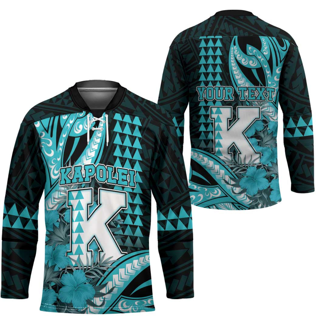 Personalised Hawaii Kapolei High School Hockey Jersey Tribal Tattoo With Hibiscus Flowers LT05 - Polynesian Pride