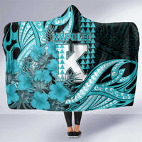 Hawaii Kapolei High School Hooded Blanket Tribal Tattoo With Hibiscus Flowers