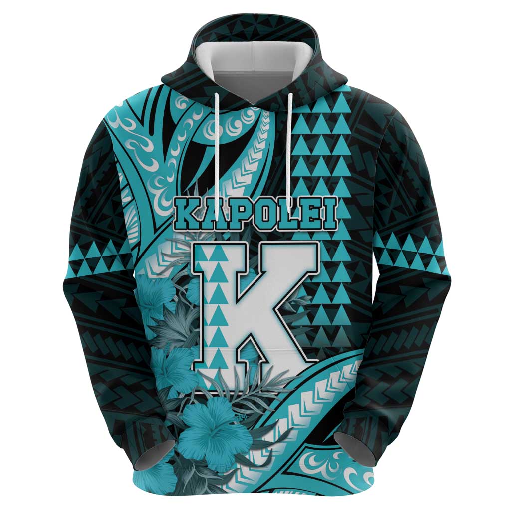 Personalised Hawaii Kapolei High School Hoodie Tribal Tattoo With Hibiscus Flowers LT05 - Polynesian Pride