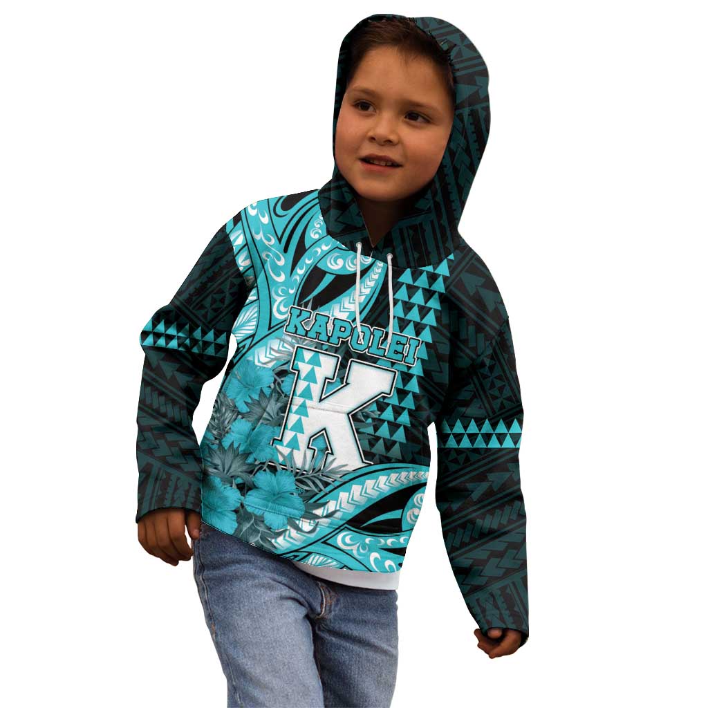 Personalised Hawaii Kapolei High School Kid Hoodie Tribal Tattoo With Hibiscus Flowers LT05 - Polynesian Pride