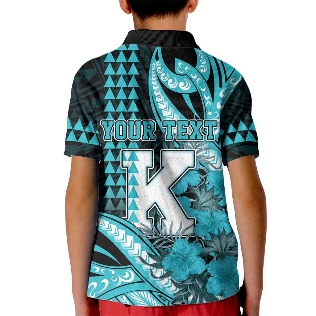 Personalised Hawaii Kapolei High School Kid Polo Shirt Tribal Tattoo With Hibiscus Flowers LT05 - Polynesian Pride