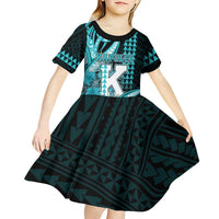 Personalised Hawaii Kapolei High School Kid Short Sleeve Dress Tribal Tattoo With Hibiscus Flowers LT05 - Polynesian Pride