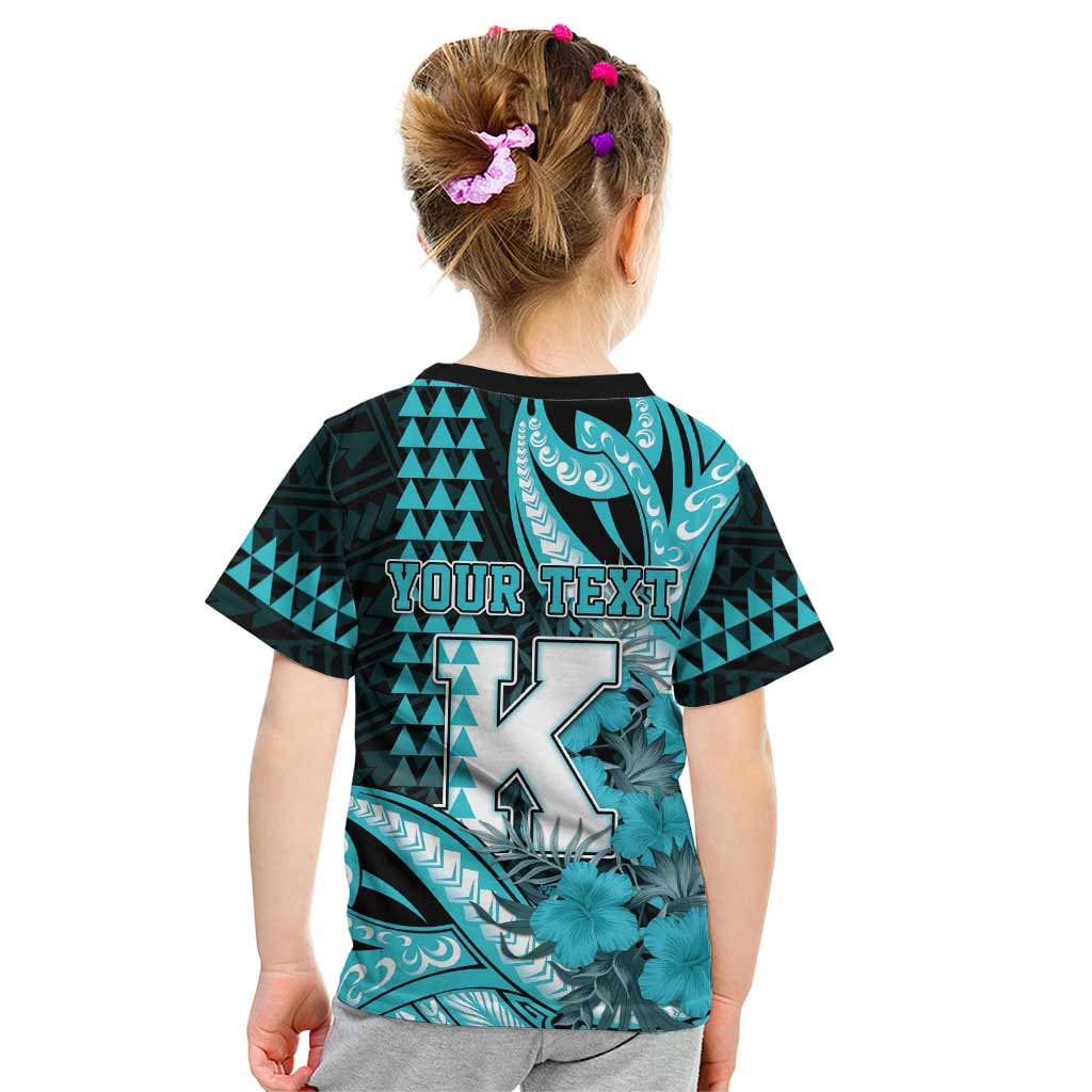 Personalised Hawaii Kapolei High School Kid T Shirt Tribal Tattoo With Hibiscus Flowers LT05 - Polynesian Pride