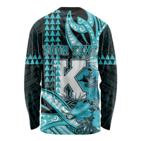 Personalised Hawaii Kapolei High School Long Sleeve Shirt Tribal Tattoo With Hibiscus Flowers LT05 - Polynesian Pride