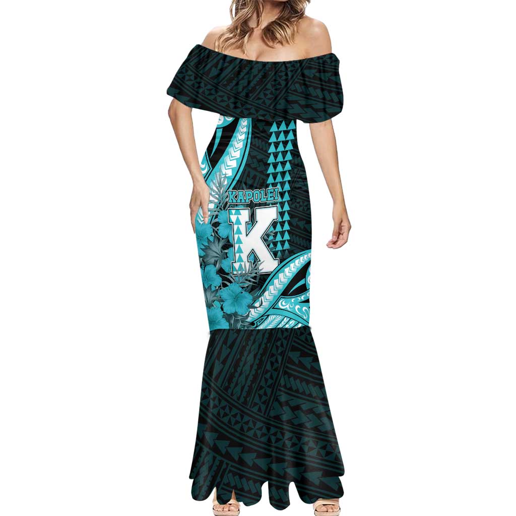 Personalised Hawaii Kapolei High School Mermaid Dress Tribal Tattoo With Hibiscus Flowers LT05 - Polynesian Pride