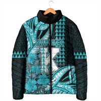 Personalised Hawaii Kapolei High School Padded Jacket Tribal Tattoo With Hibiscus Flowers