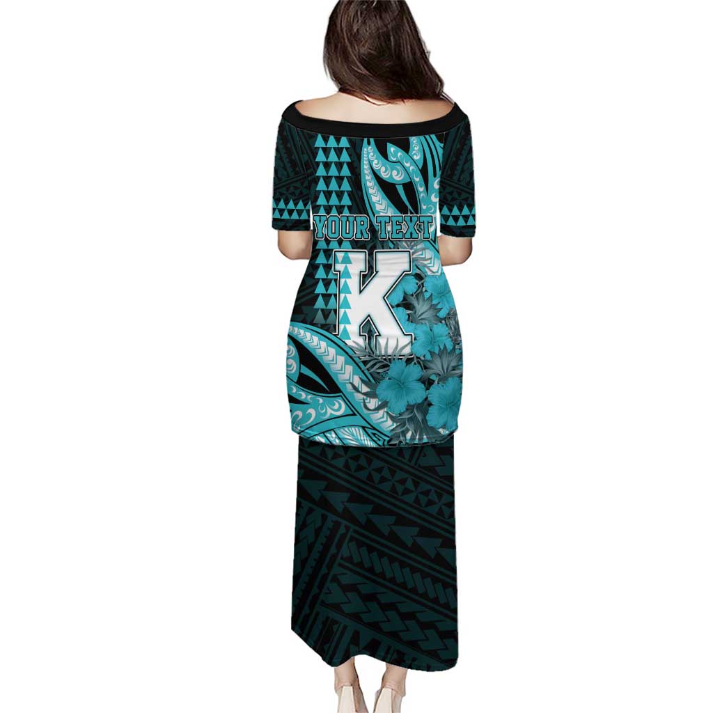 Personalised Hawaii Kapolei High School Puletasi Tribal Tattoo With Hibiscus Flowers