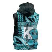 Personalised Hawaii Kapolei High School Sleeveless Zip Hoodie Tribal Tattoo With Hibiscus Flowers LT05 - Polynesian Pride