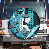 Hawaii Kapolei High School Spare Tire Cover Tribal Tattoo With Hibiscus Flowers LT05 Dark Teal - Polynesian Pride