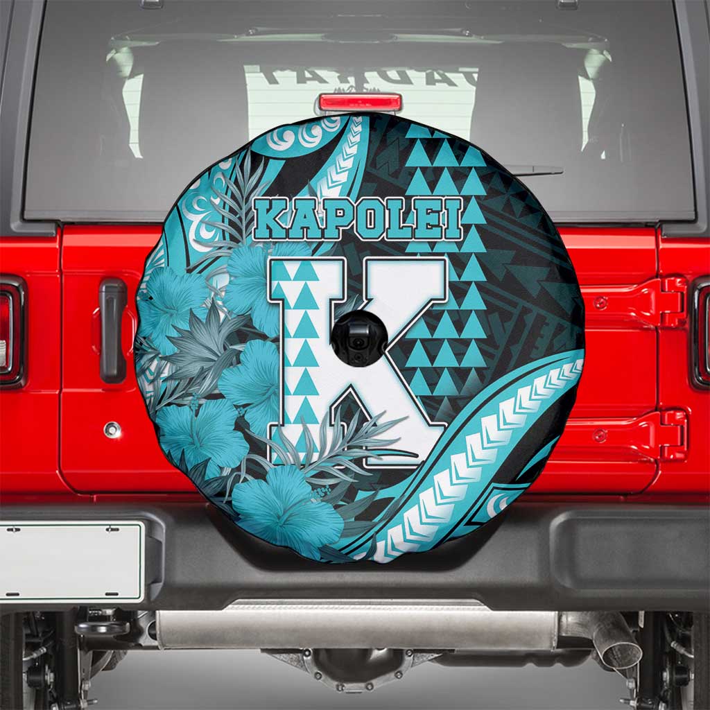 Hawaii Kapolei High School Spare Tire Cover Tribal Tattoo With Hibiscus Flowers LT05 - Polynesian Pride