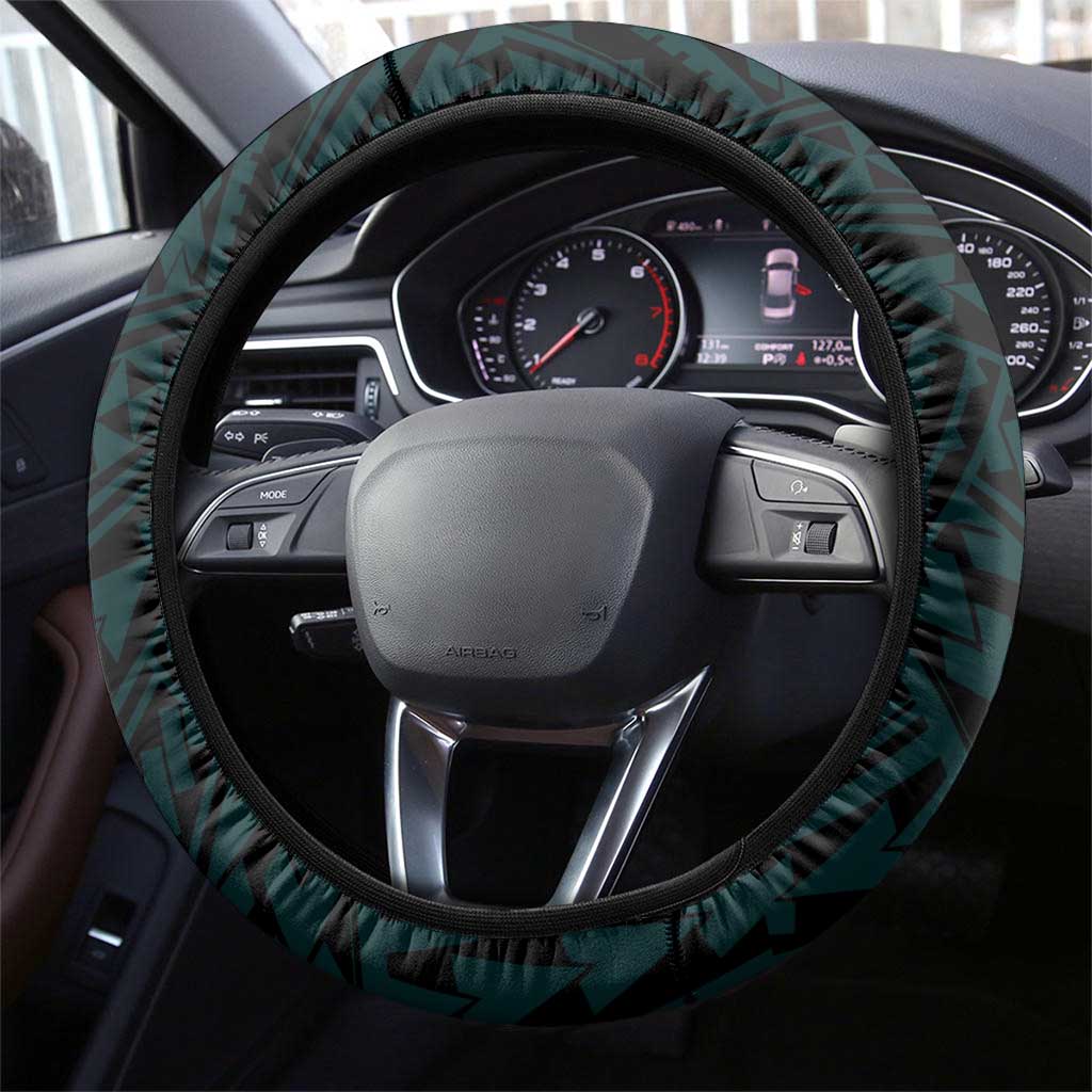 Hawaii Kapolei High School Steering Wheel Cover Tribal Tattoo With Hibiscus Flowers