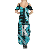 Personalised Hawaii Kapolei High School Summer Maxi Dress Tribal Tattoo With Hibiscus Flowers LT05 - Polynesian Pride