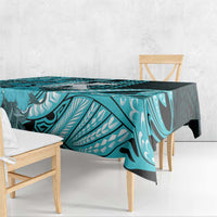 Hawaii Kapolei High School Tablecloth Tribal Tattoo With Hibiscus Flowers