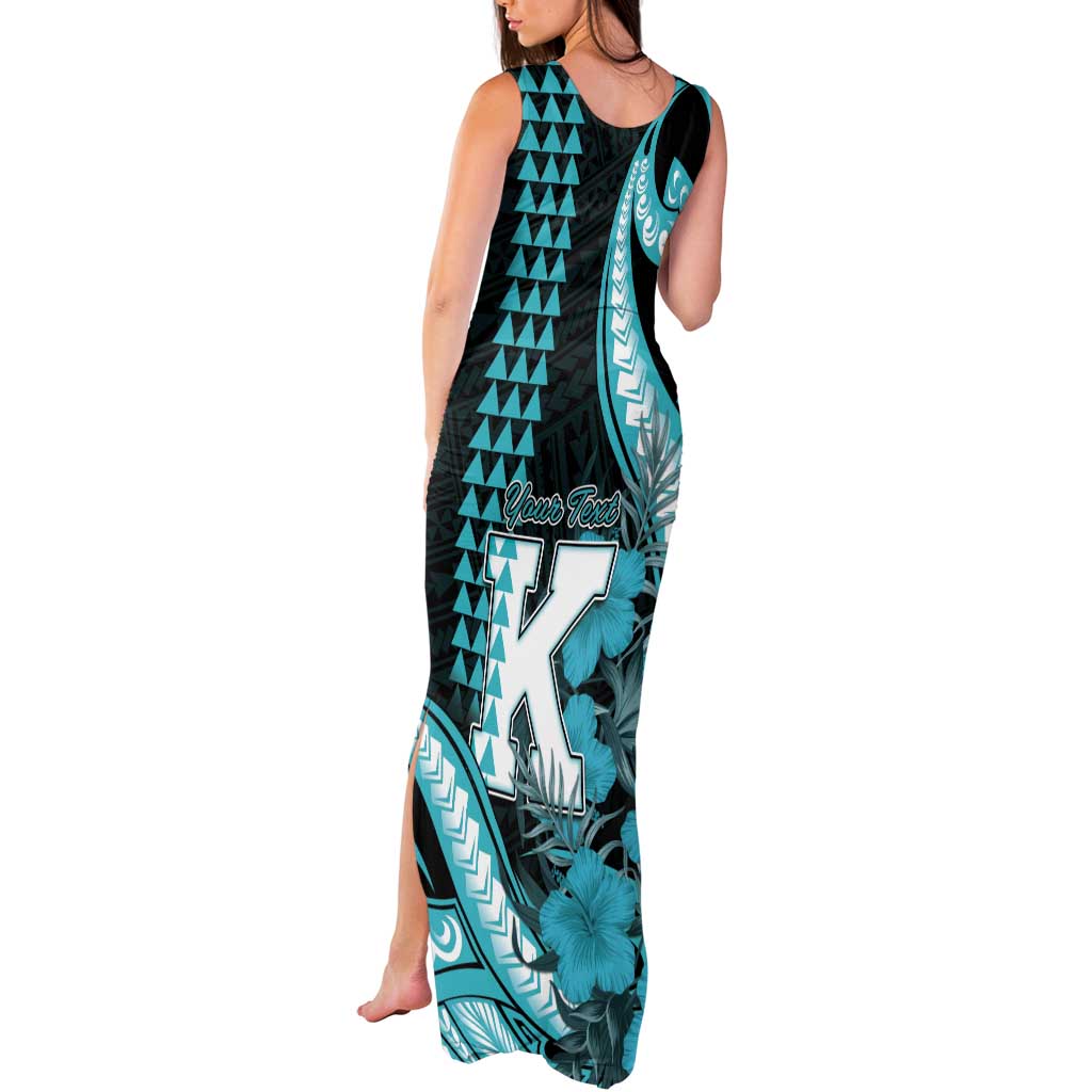 Personalised Hawaii Kapolei High School Tank Maxi Dress Tribal Tattoo With Hibiscus Flowers LT05 - Polynesian Pride