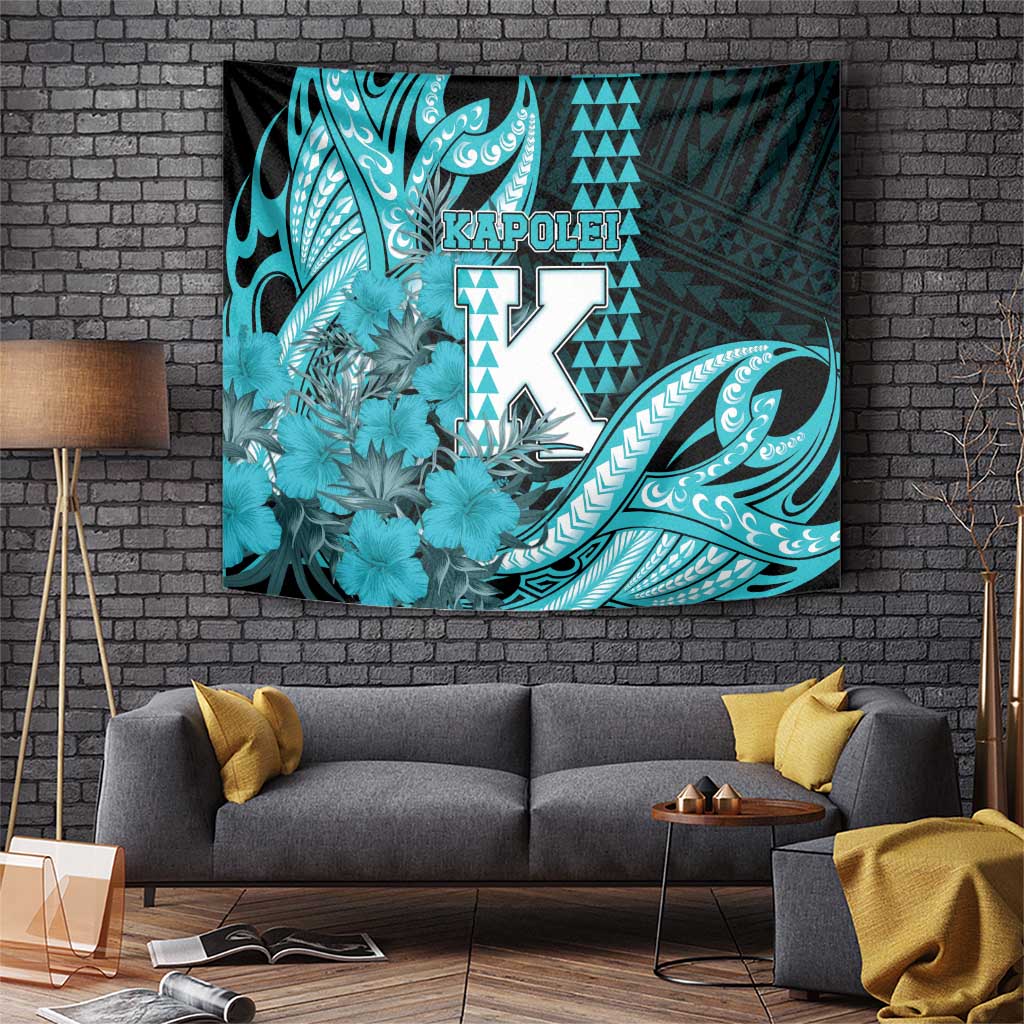 Hawaii Kapolei High School Tapestry Tribal Tattoo With Hibiscus Flowers