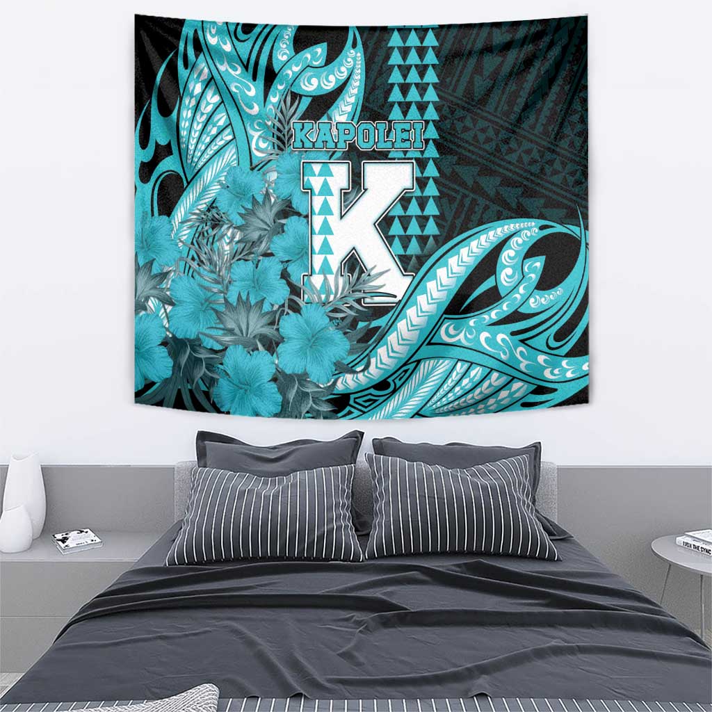 Hawaii Kapolei High School Tapestry Tribal Tattoo With Hibiscus Flowers