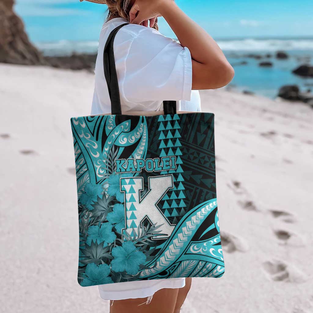 Hawaii Kapolei High School Tote Bag Tribal Tattoo With Hibiscus Flowers