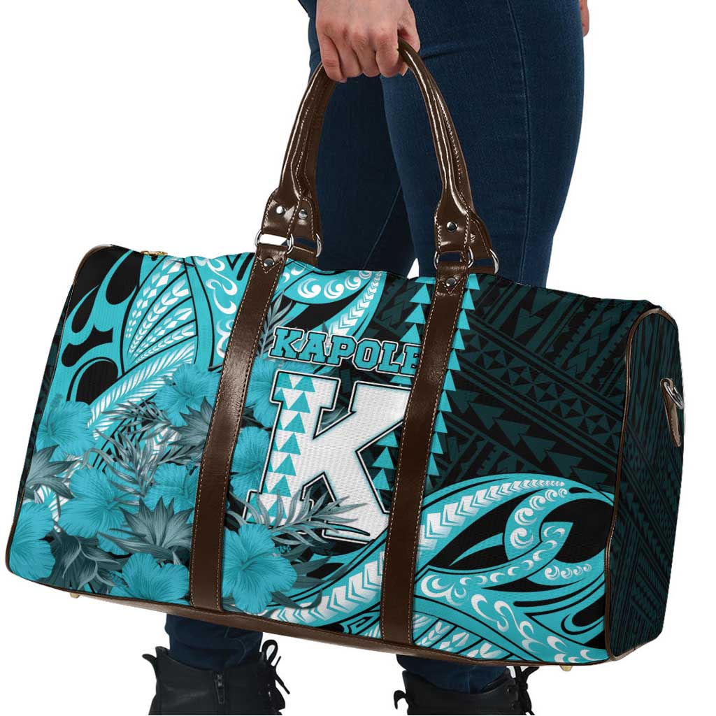 Hawaii Kapolei High School Travel Bag Tribal Tattoo With Hibiscus Flowers