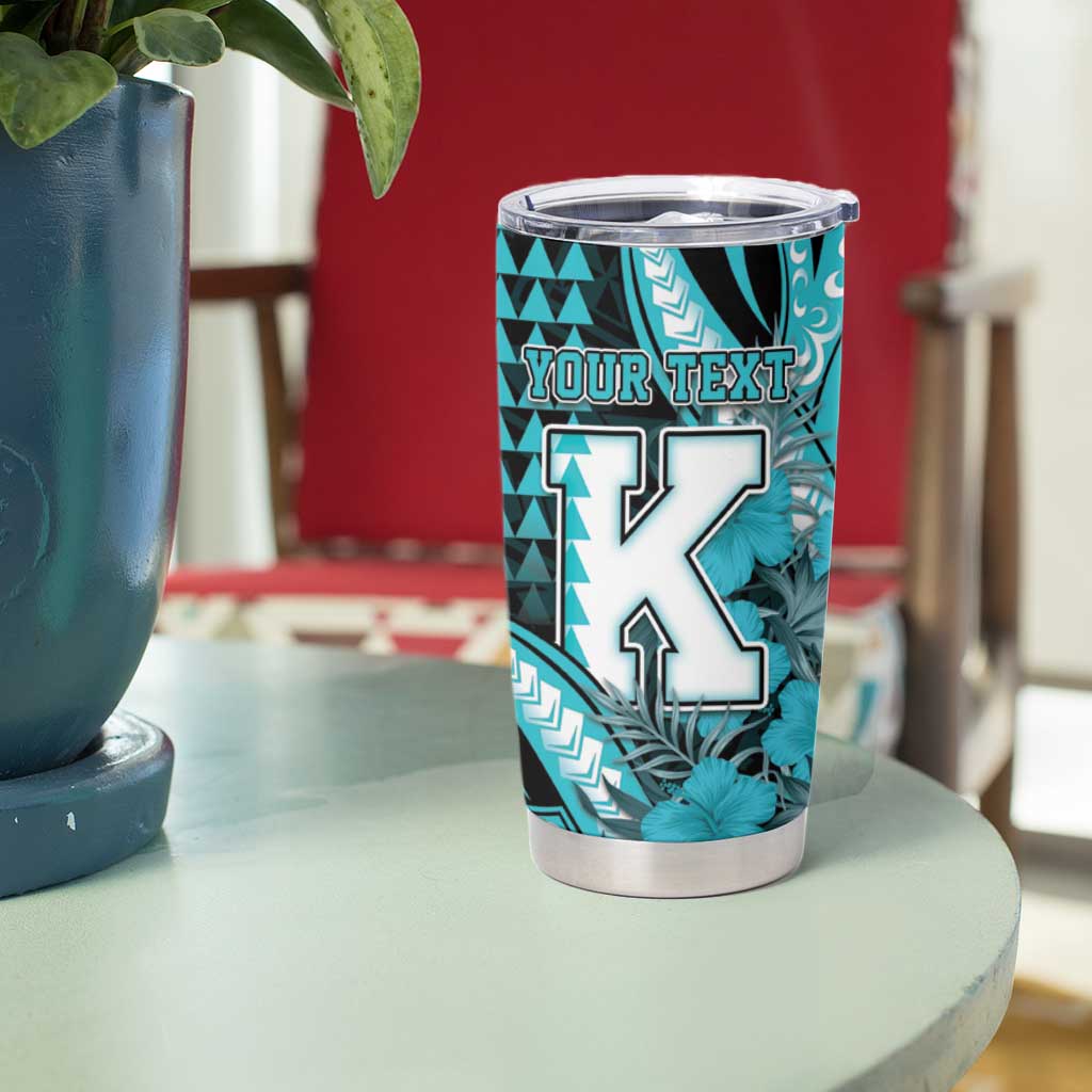 Personalised Hawaii Kapolei High School Tumbler Cup Tribal Tattoo With Hibiscus Flowers LT05 - Polynesian Pride