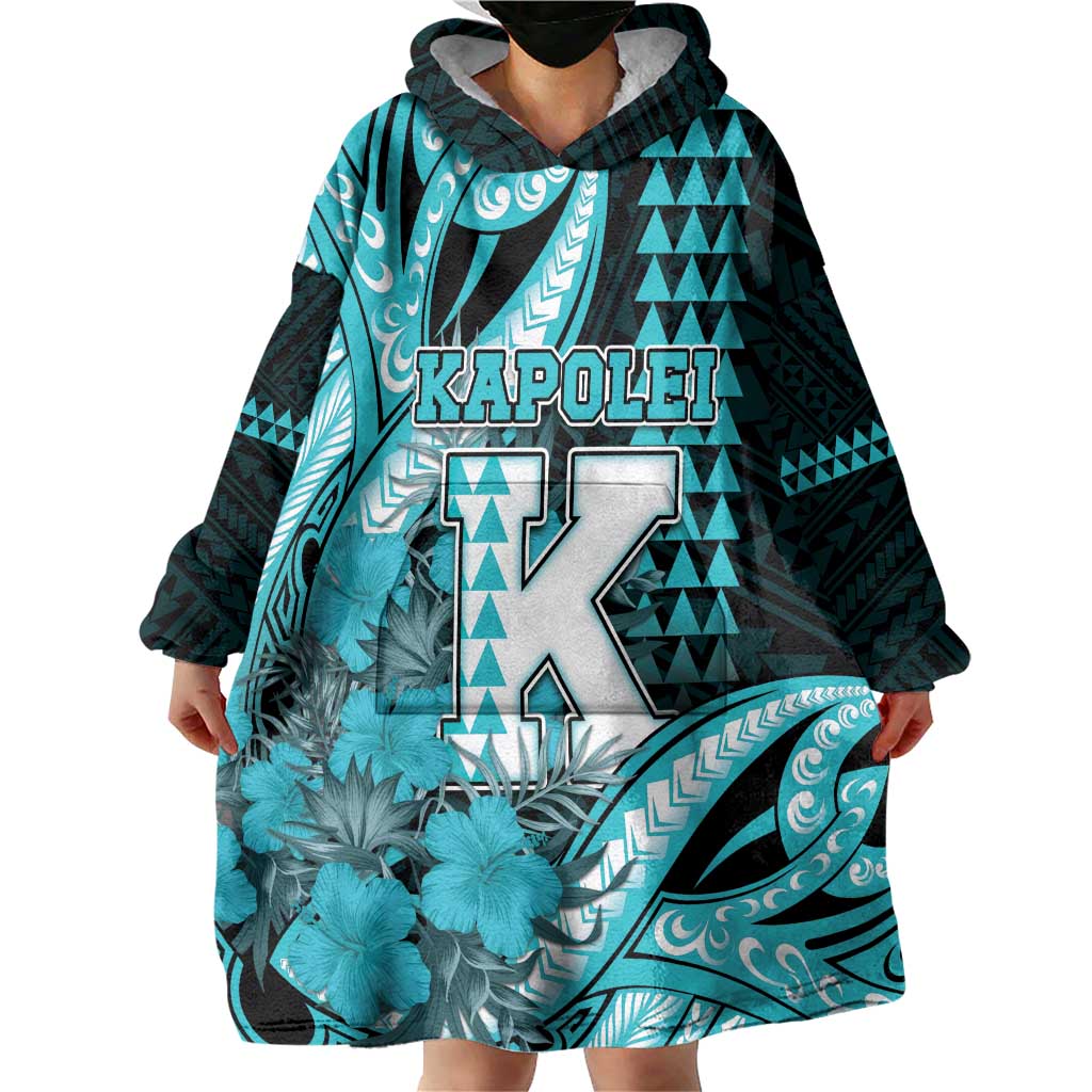 Personalised Hawaii Kapolei High School Wearable Blanket Hoodie Tribal Tattoo With Hibiscus Flowers LT05 - Polynesian Pride
