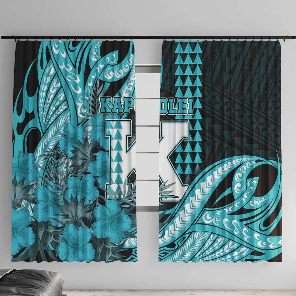 Hawaii Kapolei High School Window Curtain Tribal Tattoo With Hibiscus Flowers