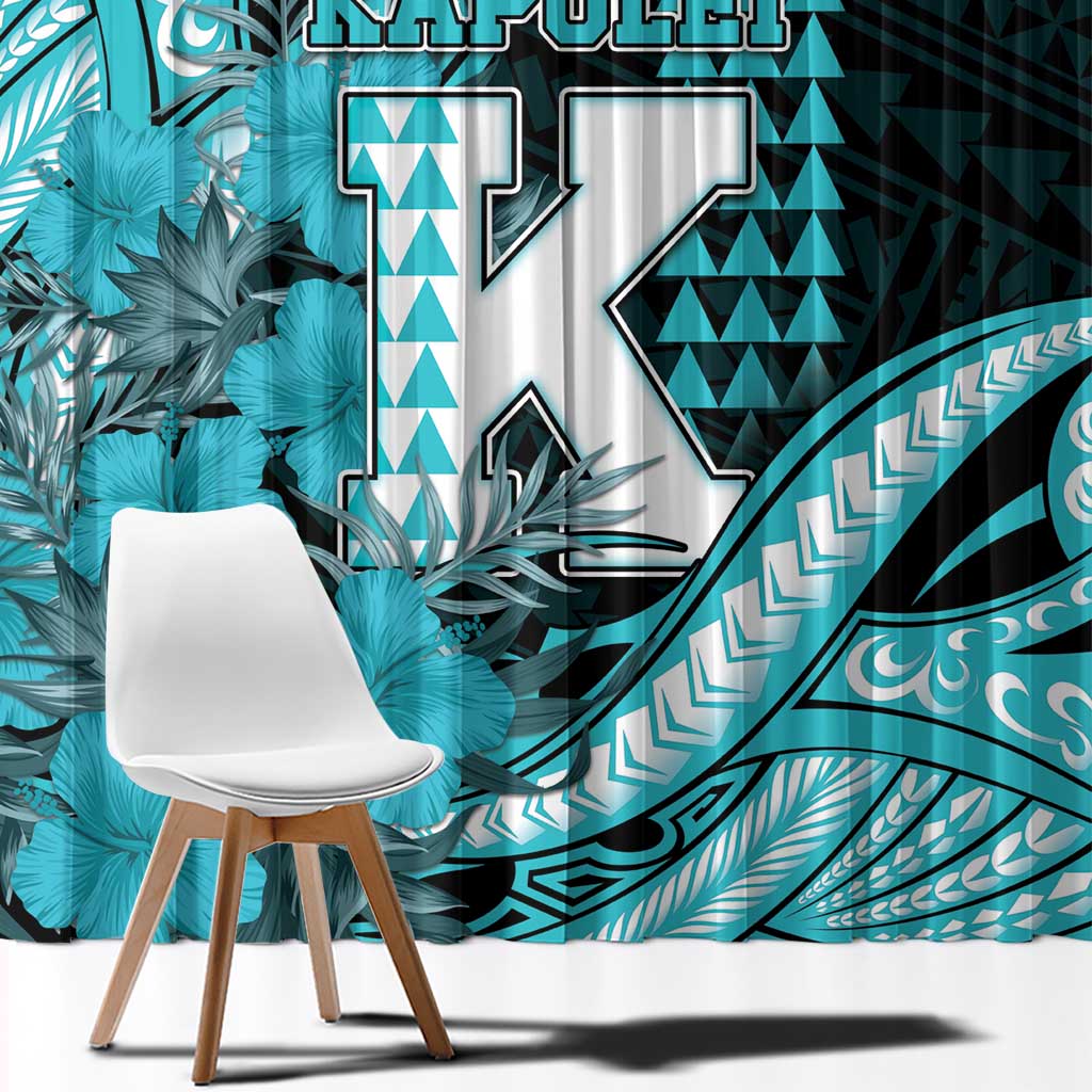 Hawaii Kapolei High School Window Curtain Tribal Tattoo With Hibiscus Flowers