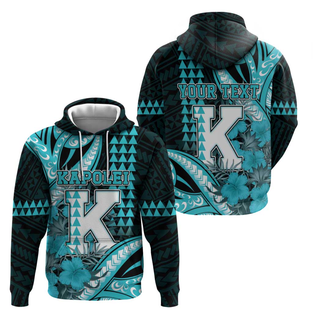 Personalised Hawaii Kapolei High School Zip Hoodie Tribal Tattoo With Hibiscus Flowers LT05 - Polynesian Pride