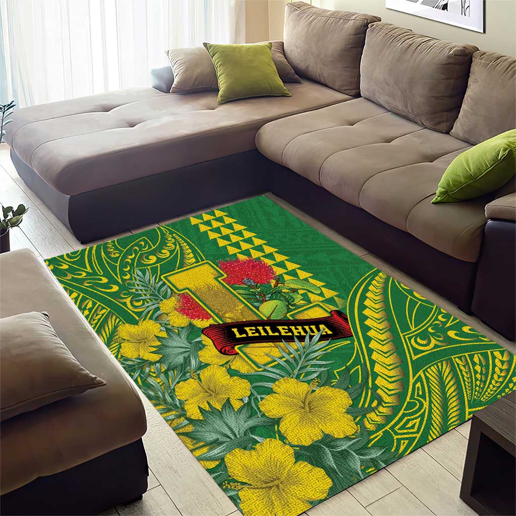 Hawaii Leilehua High School Area Rug Tribal Tattoo With Hibiscus Flowers LT05 - Polynesian Pride