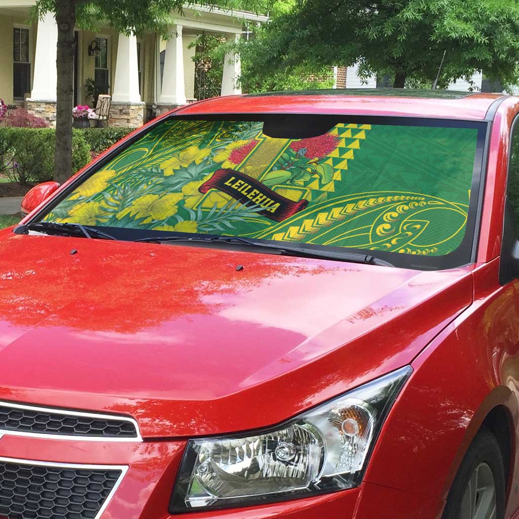Hawaii Leilehua High School Auto Sun Shade Tribal Tattoo With Hibiscus Flowers