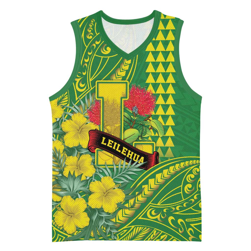 Personalised Hawaii Leilehua High School Basketball Jersey Tribal Tattoo With Hibiscus Flowers