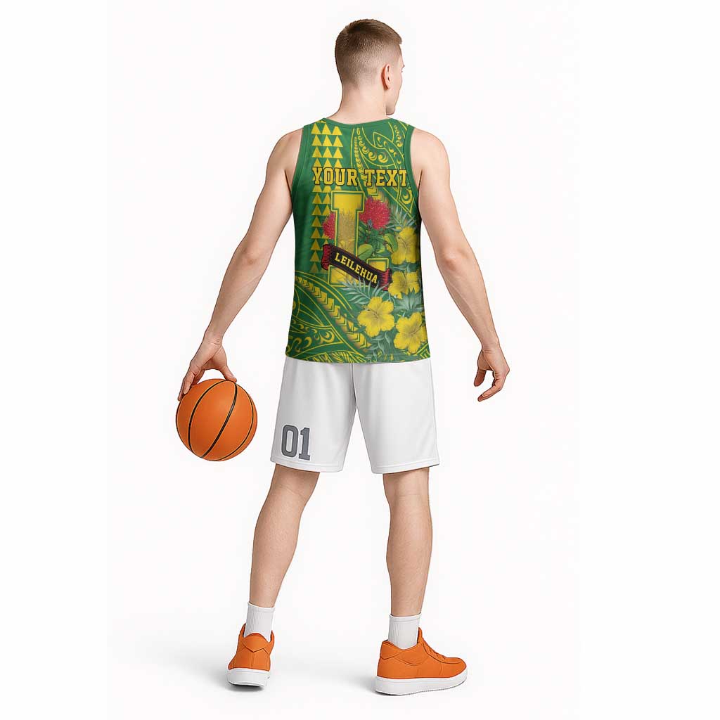 Personalised Hawaii Leilehua High School Basketball Jersey Tribal Tattoo With Hibiscus Flowers LT05 - Polynesian Pride
