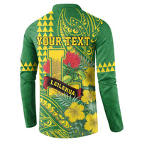 Personalised Hawaii Leilehua High School Button Sweatshirt Tribal Tattoo With Hibiscus Flowers
